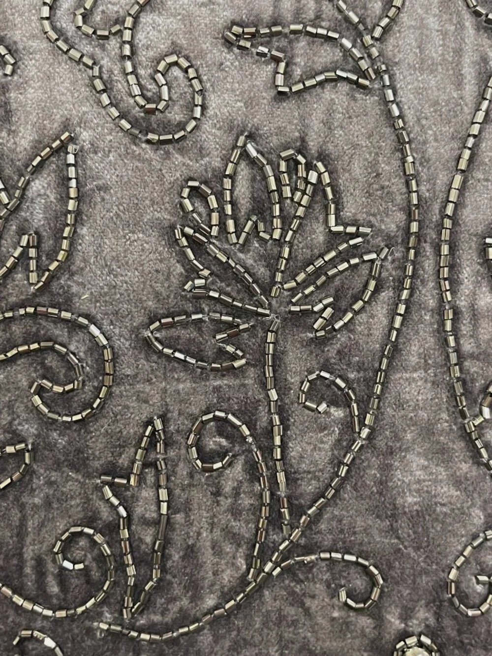 New Kensington Gardens Amelia Velvet Beaded Pillow Gray 20